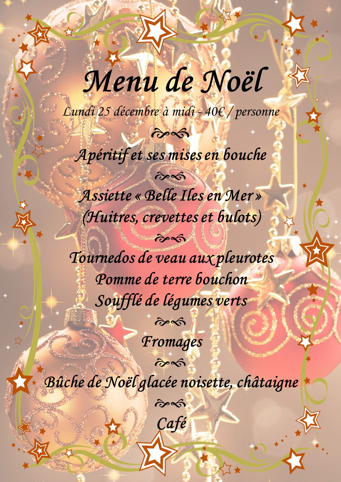 menu de Noël 2017 - Domaine de La Terrasse